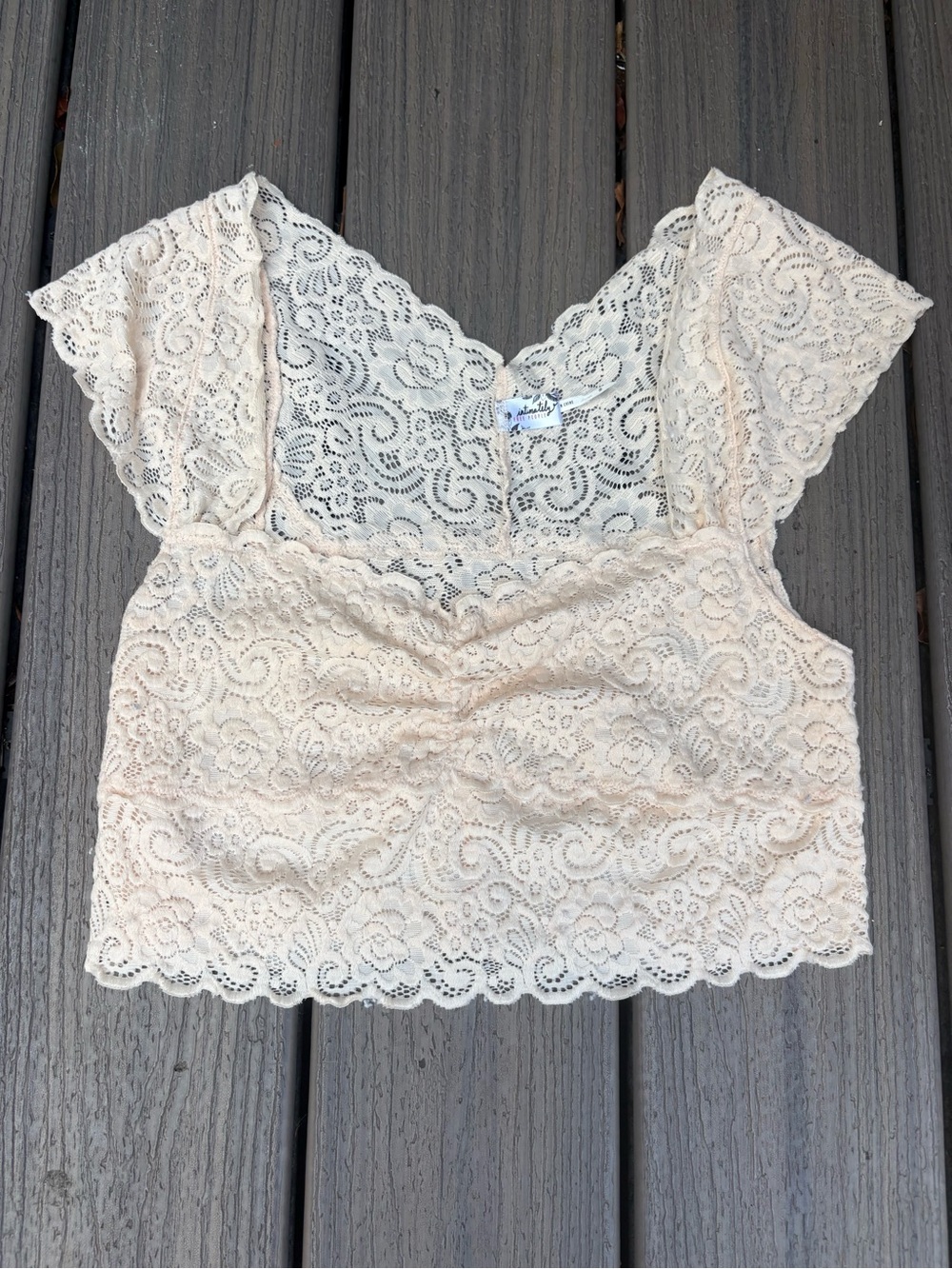 Free People Cream Lace Cropped Camisole